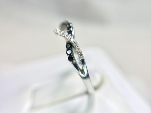 Vintage 10k White Gold Natural Round Black Diamond Infinity Style Ring