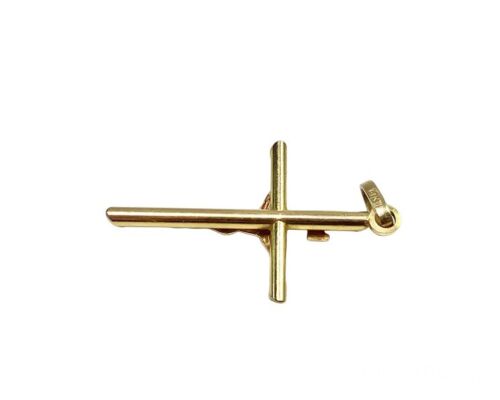 Vintage 14k Yellow Gold Italy Jesus Classic Cross Pendant 