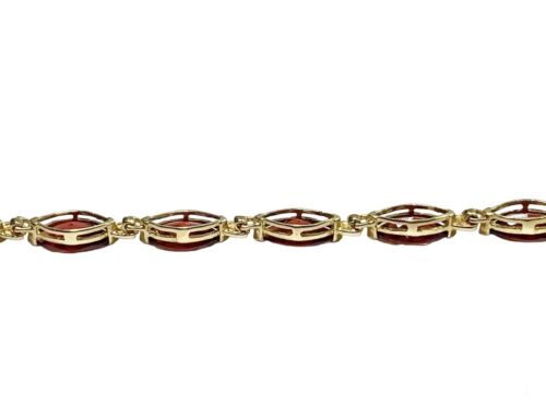 Vintage 10k Yellow Gold Marquise Shape Rhodolite Garnet Bracelet 