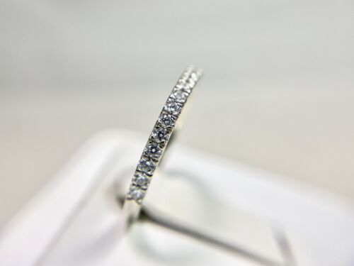 14k White Gold Natural Round Brilliant Diamond Wedding Band Stack Ring