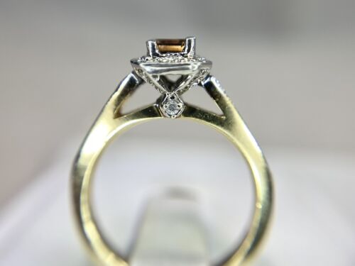 Vintage 14k Yellow Gold Natural Emerald Cut Fancy Brown Diamond Engagement Ring