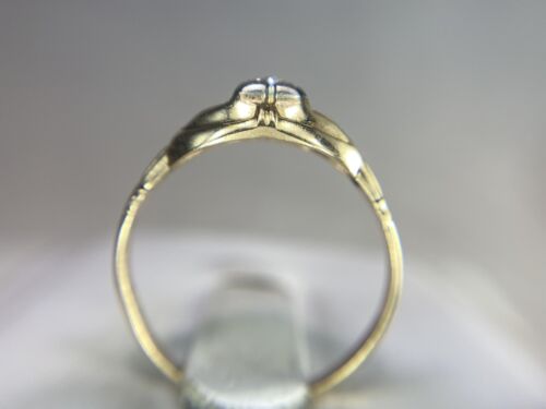 Vintage Art Deco 14k Yellow Gold Natural Round Diamond Small Engagement Ring