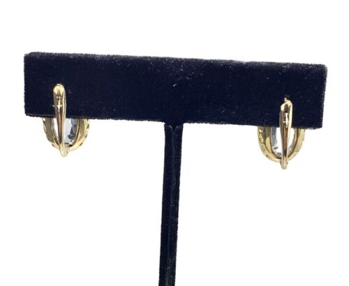 Vintage 18k Yellow Gold Oval Shape Blue Spinel Euro Style Bezel Set Earrings