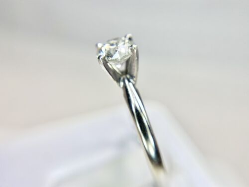 14k White Gold Natural Round Brilliant Diamond Solitaire Engagement Ring