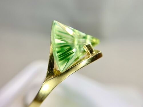 Vintage 14k Yellow Gold Custom Green Spinel Solitaire Big Cocktail Ring