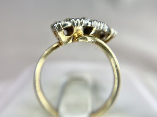 Art Deco 14k Yellow Gold Old European Round Diamond Three Stone Engagement Ring