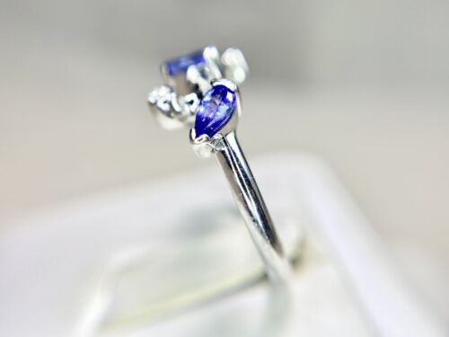 14k White Gold Natural Purple Tanzanite Round Diamond Bezel Set Ring