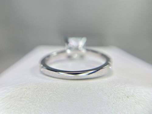 14k White Gold Natural Princess Cut Round Diamond Certified Engagement Ring