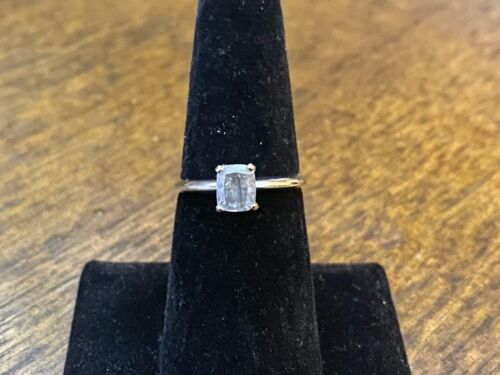 Vintage 14k White Gold Natural Cushion Shape Diamond Engagement Ring