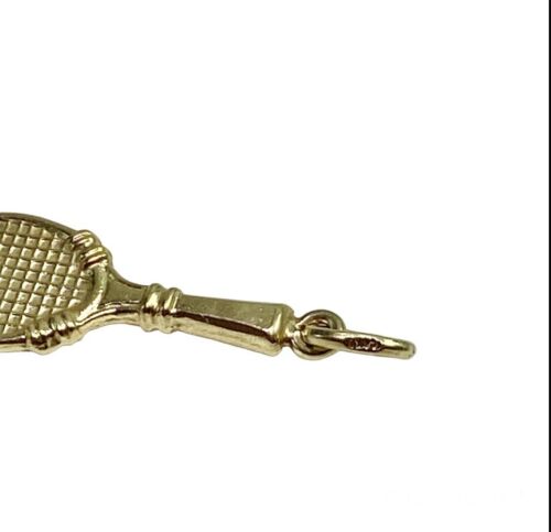 Vintage 14k Yellow Gold Handcrafted Tennis Racket Charm Pendant