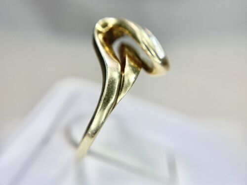 Vintage 10k Yellow Gold Natural Baguette Cut Diamond Bypass Cocktail Ring 