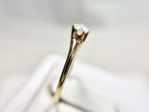 Vintage 14k Yellow Gold Natural Round Diamond Small Solitaire Engagement Ring