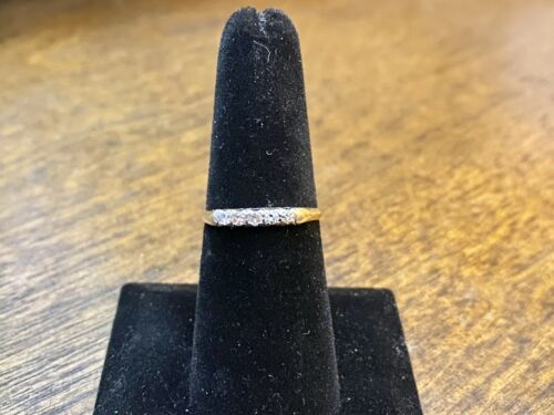 Vintage Art Deco 14k Yellow Gold Round Single Cut Diamond Wedding Band Ring