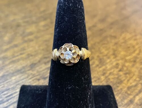 Vintage Art Deco 18k Yellow Gold Natural Old European Diamond Solitaire Ring