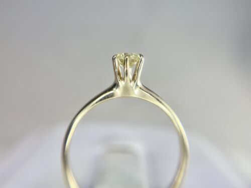 Vintage 14k Yellow Gold Round Natural Diamond Small Solitaire Engagement Ring