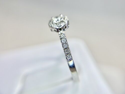 10k White Gold Natural Round Brilliant Diamond Small Halo Engagement Ring 1/2 ct