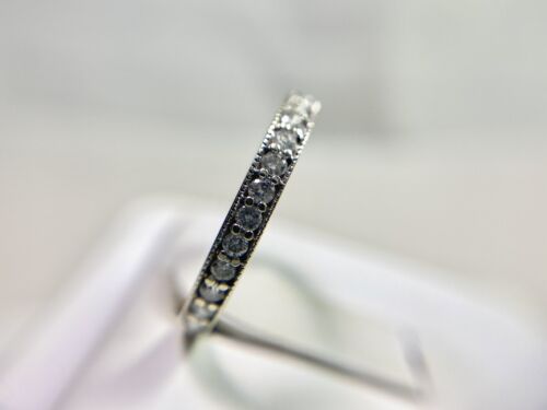 Vintage 14k White Gold Natural Round Brilliant Diamond Wedding Band Ring