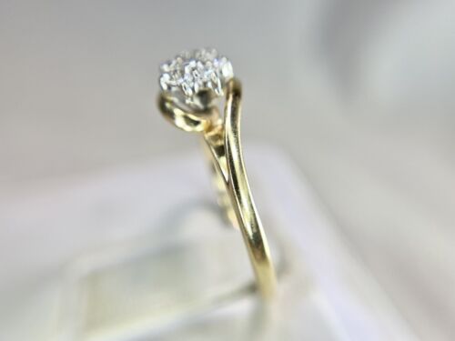 Vintage 14k Yellow Gold Natural Round Brilliant Diamond Cluster By-Pass Ring