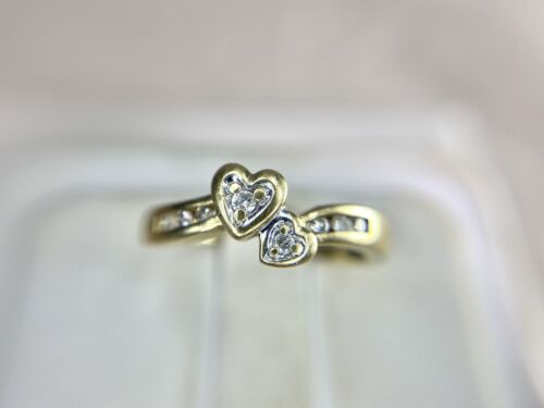 10k Yellow Gold Designer Natural Round Diamond Heart Shape By-Pass Ring