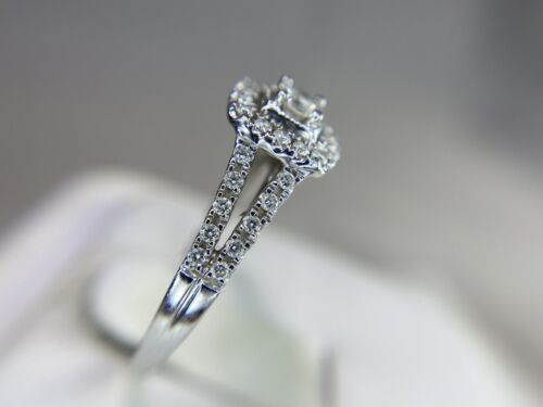 14k White Gold Designer Round Brilliant Diamond Halo Engagement Ring 1/2 ct