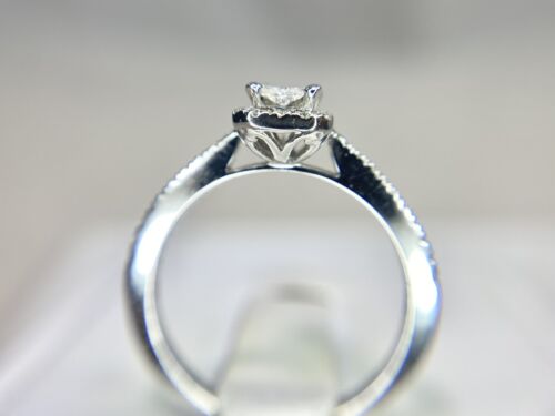 14k White Gold Natural Custom Cut Diamond Radiant Shape Cluster Engagement Ring