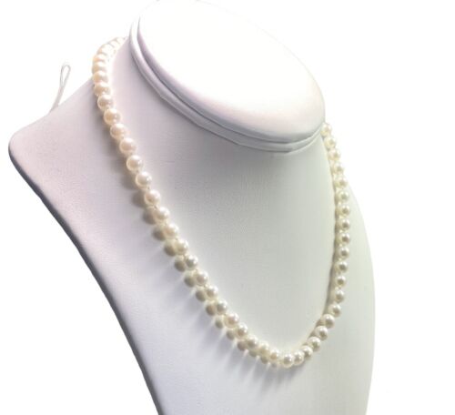 Vintage Filigree 14k Yellow Gold White Round Cultured Pearl Necklace