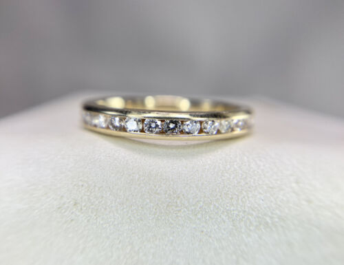 10k Yellow Gold Natural Round Brilliant Diamond Channel Set Wedding Band Ring 