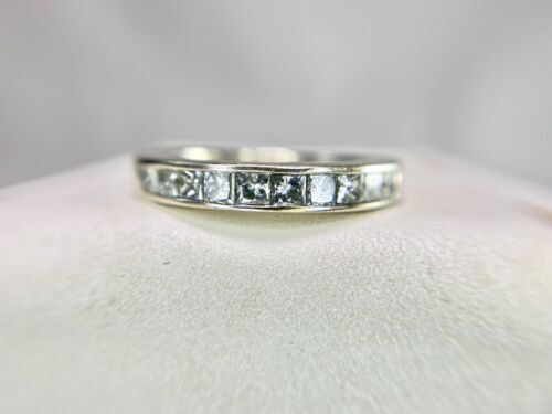 14k White Gold Zales Natural Princess Cut Diamond Channel Set Wedding Band Ring