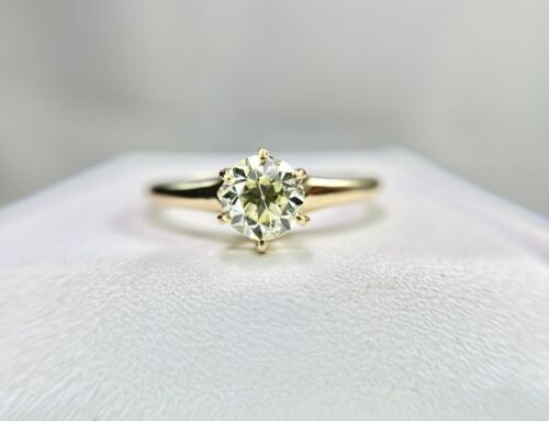 Art Deco 14k Yellow Gold Natural Old European Diamond Solitaire Engagement Ring