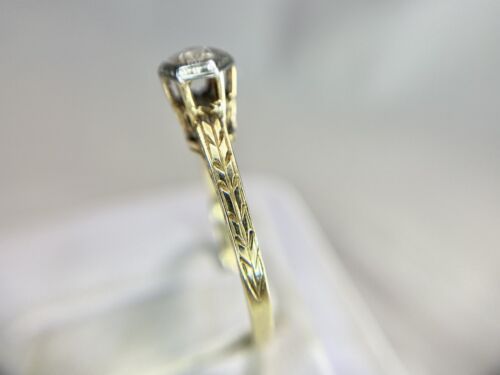 Art Deco 14k Yellow Gold Natural Old European Diamond Solitaire Engagement Ring