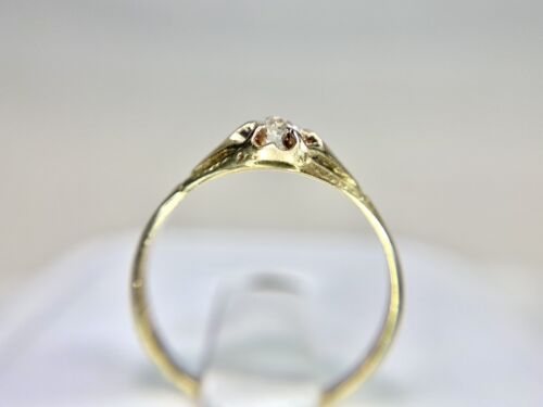 Art Deco 14k Yellow Gold Natural Old European Diamond Small Solitaire Ring