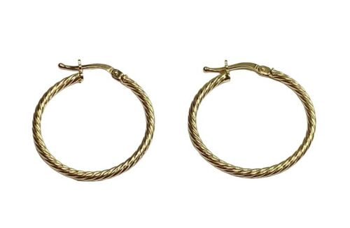 Vintage 14k Yellow Gold Italian Twisted Hoop Earrings 