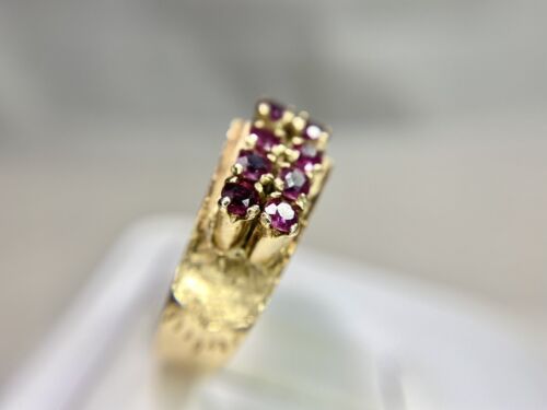 Vintage Victorian 14k Rose Gold Natural Round Red Ruby Ring