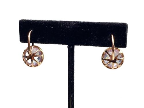 14k Rose Gold Designer Round Purple Amethyst Natural Diamond Halo Earrings