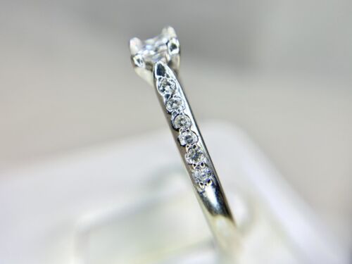 14k White Gold Natural Princess Cut Round Diamond Engagement Ring