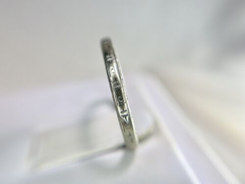 Vintage Art Deco Platinum 18k Designer Signed Engraved Wedding Band Ring 