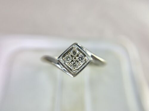 10k White Gold Natural Round Brilliant Diamond Flower Cluster By-Pass Ring