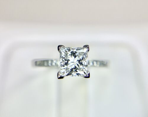 Platinum Signed Tacori Lab Grown Certified Princess Cut Diamond Engagement Ring