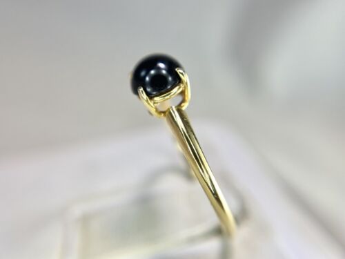 Vintage 14k Yellow Gold Natural Round Polished Black Onyx Solitaire Ring