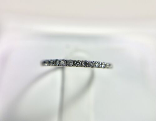 14k White Gold Natural Round Brilliant Diamond Stackable Wedding Band Ring