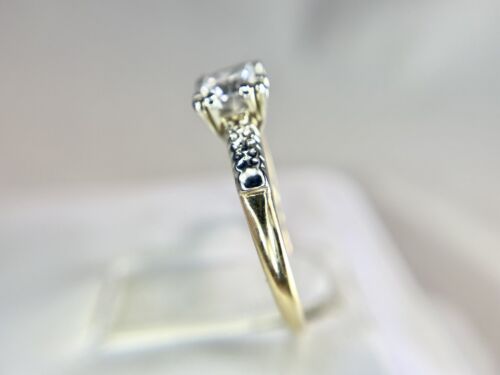 Vintage 14k Yellow Gold Natural Round Diamond Classic Engagement Ring 1/2 TCW