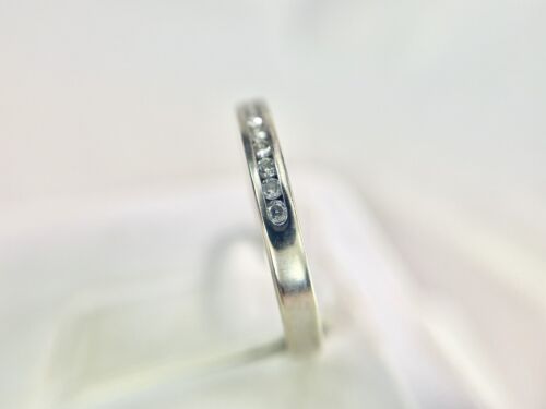 14k White Gold Round Brilliant Diamond Channel Set Wedding Band Ring