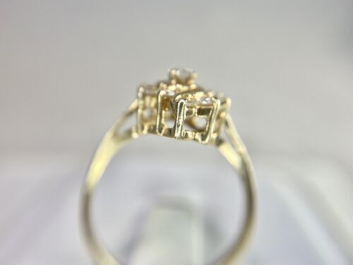 Vintage 14k Yellow Gold Natural Round Diamond Swirl Design Cocktail Ring