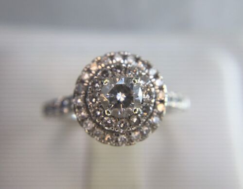 14k White Gold Round Brilliant Diamond Halo Engagement Ring