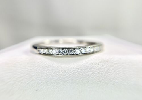 Vintage 10k White Gold Natural Round Diamond Wedding Band Ring