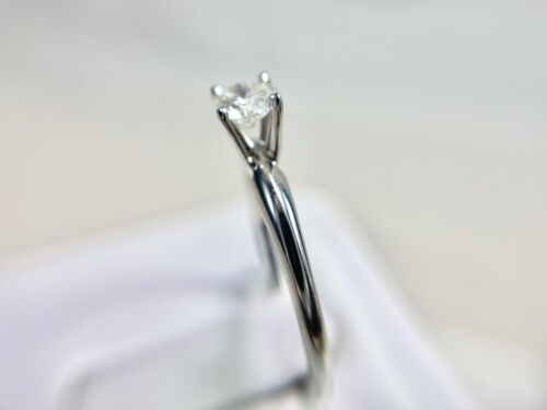 14k White Gold Natural Round Brilliant Diamond Solitaire Engagement Ring 1/3 TCW