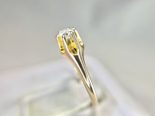 Vintage 10k Yellow Gold Designer Natural Round Diamond Buttercup Engagement Ring