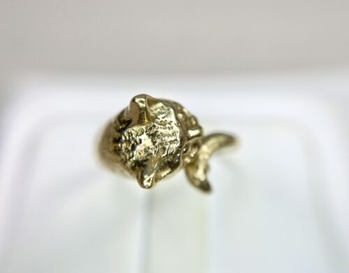 Vintage 14k Yellow Gold Handcrafted Cat Ring