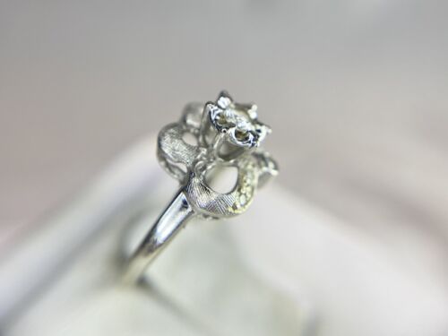 Vintage Art Deco 14k White Gold Natural Round Diamond Small Engagement Ring