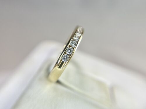 10k Yellow Gold Natural Round Brilliant Diamond Channel Set Wedding Band Ring 